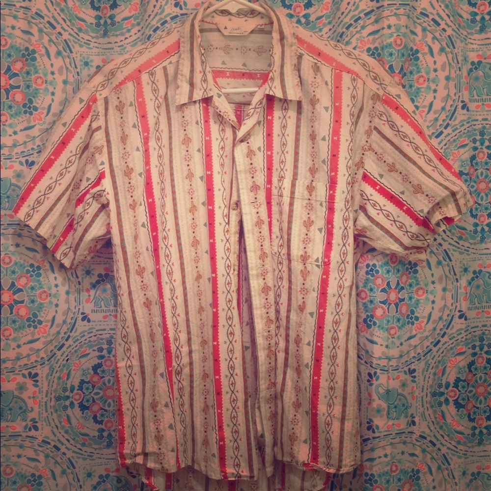 cactus print button down shirt